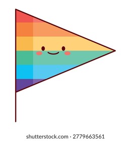 Triangular pride pennant character with happy smiling face
