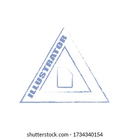 Impresión triangular con el icono de inscripción y documento en el centro
