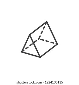 Triangular prism geometrical figure outline icon. linear style sign for mobile concept and web design. Prism geometric shape simple line vector icon. Symbol, logo illustration. Pixel perfect vector 