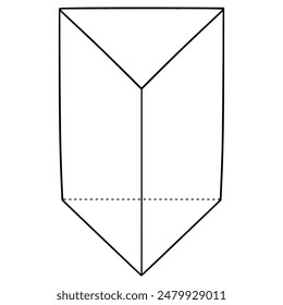 Vector de contorno dibujado a mano de ilustración de prisma triangular