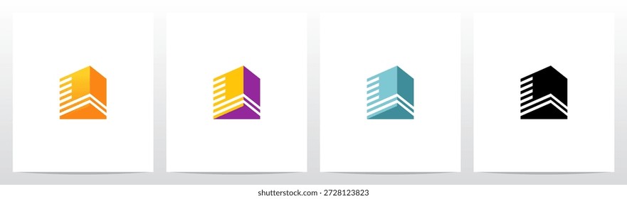 Líneas de prisma triangulares apiladas Letra tridimensional Diseño inicial del logotipo L