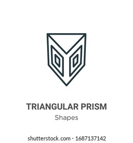 Triangular prism outline outline vector icon. Thin line black triangular prism outline icon, flat vector simple element illustration from editable shapes concept isolated stroke on white background