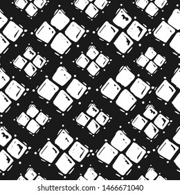 triangular prism seamless pattern on white. Triangle geometric pattern. Modern stylish texture. Geometric abstract repeating tiles from triangles. Vector illustration. black white