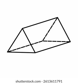 Triangular prism vector. Geometric Shapes for Preschool or Primary School Children. Perfect and clean. Triangular prism isolated white background 