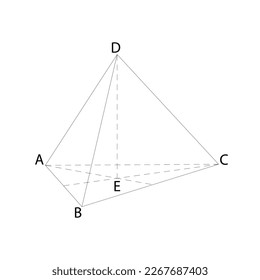 Triangular pyramid ABCD isolated on the white background. Vector.