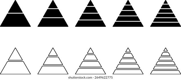 Triangular pyramid colorful icon. triangular pyramid infographics. educational materials. diagrams with ascending levels. Pyramid infographic