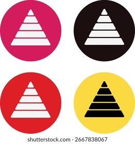 Ícone colorido de pirâmide triangular,Símbolo de vetor infográfico de pirâmide triangular, diagramas com níveis ascendentes,
