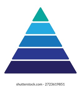 Triangular pyramid icon. Pyramid infographics simple icon isolated on white background. Layered triangular pyramid fill vector illustration sign symbol design. Vector image.