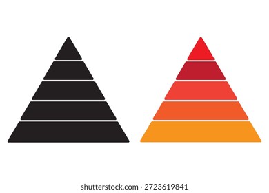 Conjunto de iconos de pirámide triangular. Conjunto de infografías piramidales icono simple aislado sobre fondo blanco. Diseño de símbolo de signo de Ilustración vectorial de trazo y relleno de pirámide triangular en capas. Imagen de Vector.