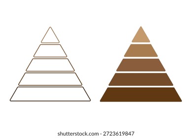 Conjunto de iconos de pirámide triangular. Conjunto de infografías piramidales icono simple aislado sobre fondo blanco. Diseño de símbolo de signo de Ilustración vectorial de trazo y relleno de pirámide triangular en capas. Imagen de Vector.