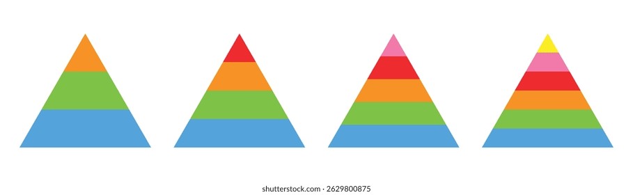  Triangular Pyramid Infographic Set – Hierarchy Levels and Layered Chart Templates for Business Presentation.