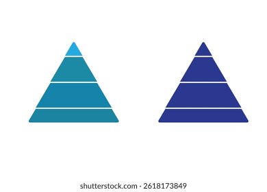 Triangular pyramid infographic vector icon set. pyramid infographic templates collection. Triangle hierarchy data segments collection. 