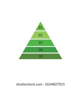 Ícone de vetor infográfico de pirâmide triangular. projetado para apresentações comerciais, gráficos, materiais educacionais. Esquema de gráfico de pirâmide de infográfico vetorial. Gráfico de pirâmide de meio triângulo. ARQUIVO EPS 79.