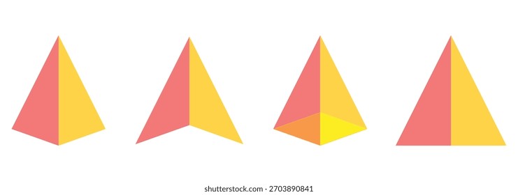 Conjunto de iconos de Vector de infografía de pirámide triangular. Formas geométricas 3d iconos de la pirámide. Diferentes Formas de Ilustración vectorial de iconos de pirámide.