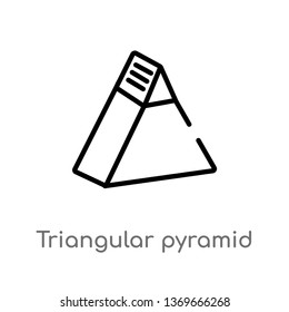triangular pyramid vector line icon. Simple element illustration. triangular pyramid outline icon from user interface concept. Can be used for web and mobile
