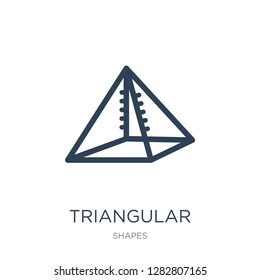 triangular pyramid volumetrical shape icon vector on white background, triangular pyramid volumetrical shape trendy filled icons from Shapes collection