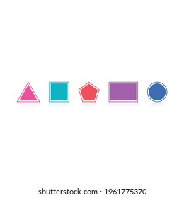 triangular, quadrilateral, pentagonal, rectangular and round shapes. geometrical shapes