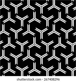 Triangular radiant elements in monochrome pattern, seamless vector background.