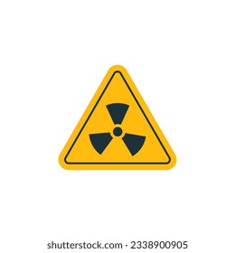 Icono de radiación triangular en amarillo sobre fondo blanco, desechos radiactivos o peligro