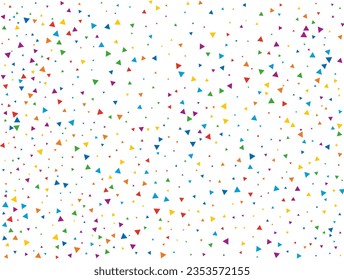 Triangular Rainbow  Confetti. Rainbow glitter confetti background. Vector illustration
