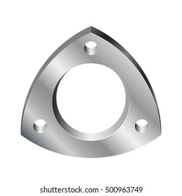 Triangular realistic steel flange. Realistic pipeline details isolated on white background. Vector illustration.