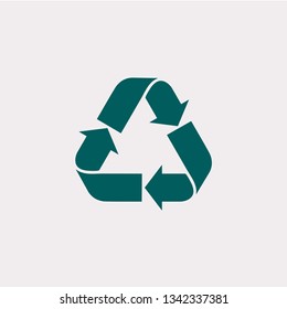 Triangular Recycle Icon. Geometric Cycle Arrow isolated on White Background. Flat Vector Icon Design Template Element.