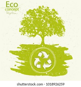 Triangular recycling symbol on white background. Environmentally friendly world. Illustration of ecology the concept of info graphics. Icon. Simple modern minimalistic style.
