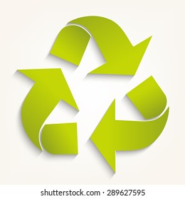 Triangular recycling symbol. Vector illustration on  white background.