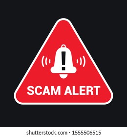 triangular red emblem caution scam. flat vector illustration