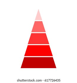Triangular red indicator. Template of modern presentation diagram graph indication. Vector illustration