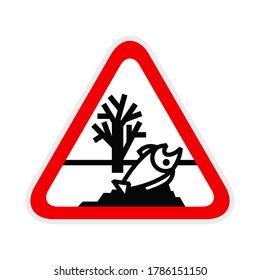 Triangular red Warning Hazard Symbol, vector illustration