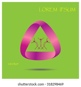  triangular, ribbon , abstract colorful dancing figures