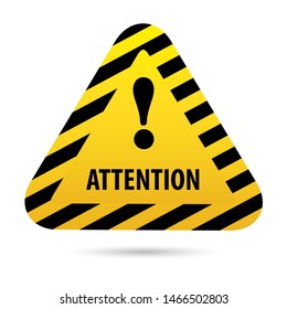 triangular road sign with exclamation mark on yellow background. Banner to attract attention. Design button, poster or signboard. isolated on white background.