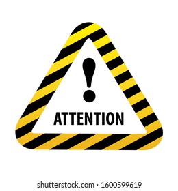 triangular road sign with exclamation mark on yellow background. Banner to attract attention. Design button, poster or signboard. isolated on white background.