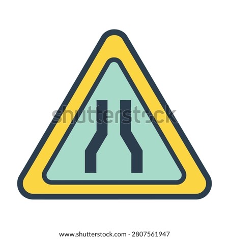 A triangular road sign indicating merging traffic on highway, cautioning drivers to prepare for lane changes