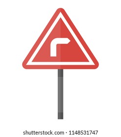 
Triangular roadside symbol with curved line, a right turn notion 
