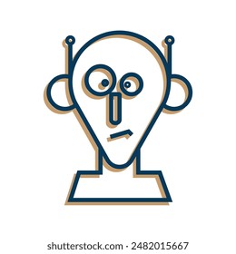 triangular robot head with a cynical expression. icon or logo. outline style design. suitable for artificial intelligence, cyborgs, brands, etc. vector design template