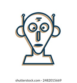 triangular robot head with a cynical expression. icon or logo. outline style design. suitable for artificial intelligence, cyborgs, brands, etc. vector design template