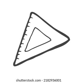 Triangular. Ruler. Doodle vector image. Isolated over white background.