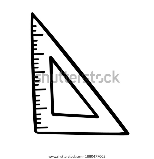 Triangular Ruler Doodle Vector Image Isolated Stock Vector (Royalty