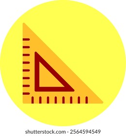 Triangular Ruler Flat Multi Color Vector Icon Design