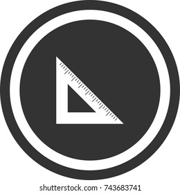 Triangular ruler icon , dark circle sign design