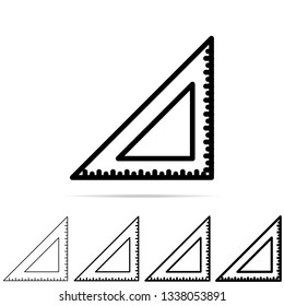 Triangular ruler icon in different shapes, thickness. Simple thin line, outline vector of education icons for UI and UX, website or mobile application