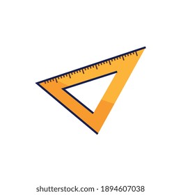 Triangular ruler icon in doodle style on white background vector illustration