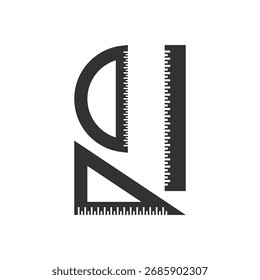 Ícone de régua triangular design plano