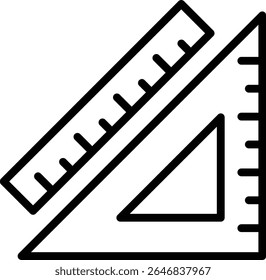 Diseño de ilustración de ícono de Regla triangular con contorno, esto no está hecho de ninguna generación de IA