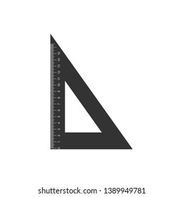 Triangular ruler icon isolated. Straightedge symbol. Geometric symbol. Flat design. Vector Illustration