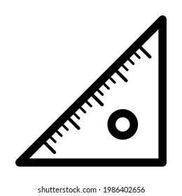 Triangular ruler icon isolated vector illustration. High quality black style vector icon
