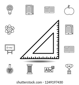 Triangular ruler icon. Simple outline vector element of education set icons for UI and UX, website or mobile application