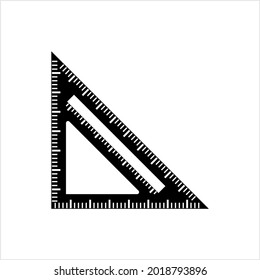 Triangular Ruler Icon, Straightedge At A Right Angle, Engineering, Technical Drawing Instrument Vector Art Illustration svg